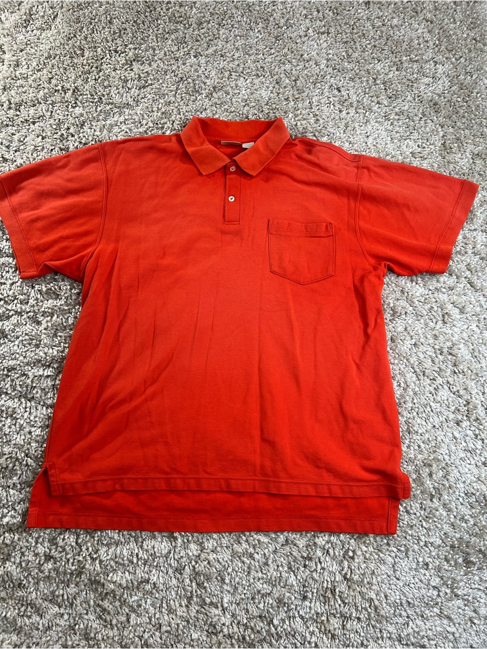 L.L. Bean Orange-Red Polo with Chest Pocket Made In USA